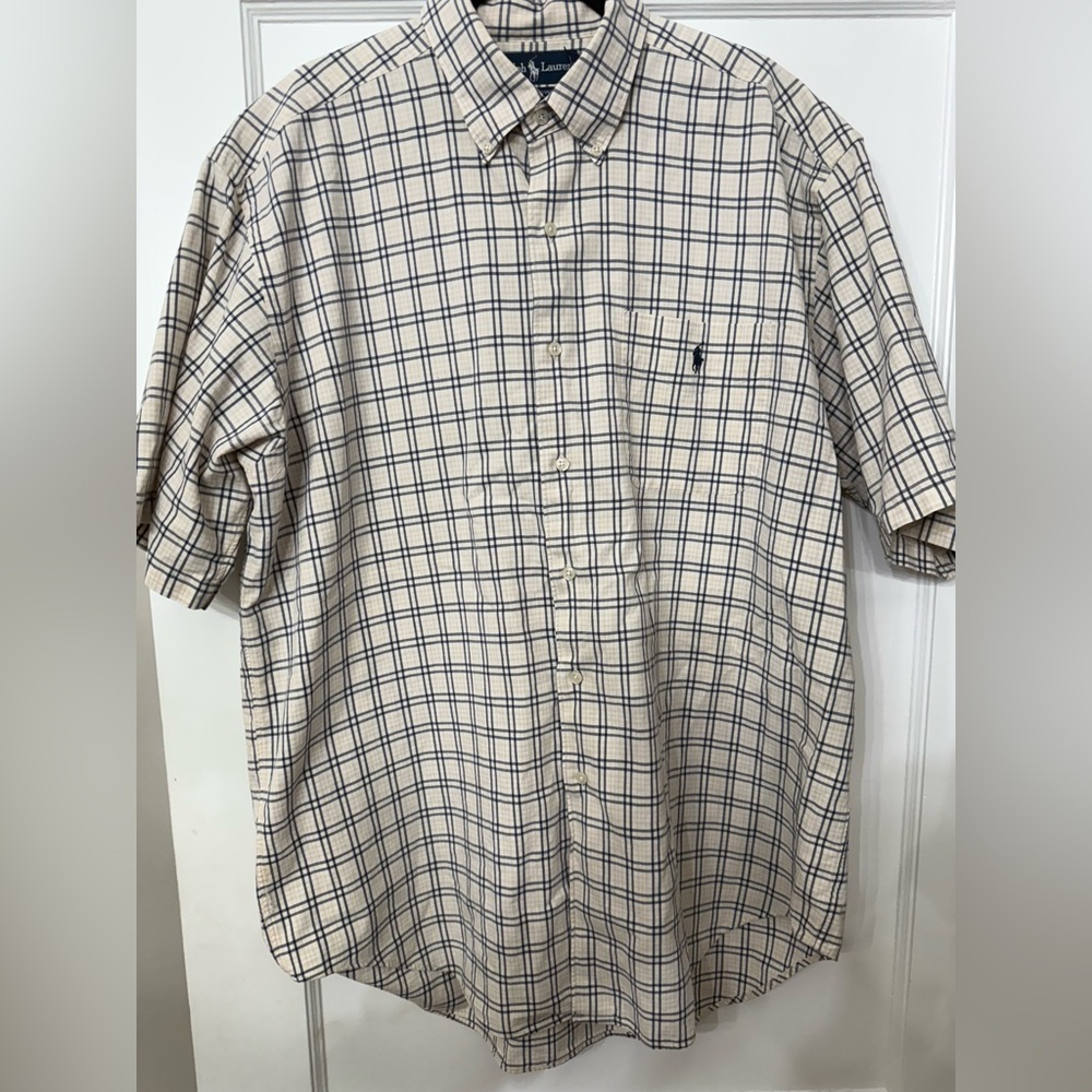 Polo Ralph Lauren short-sleeve plaid Marlowe button-up shirt size large